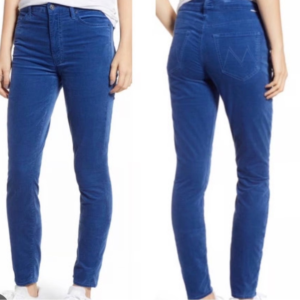 MOTHER the Looker High Waisted Velvet Velour Slim Leg Pant